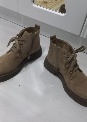 Bej Süet Stiletto Topuklu Kadın Bot - Görsel 3