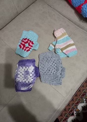 Renkli Örgü Bohem Kadın Eldiveni - Görsel 6