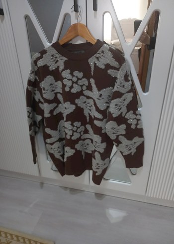 Kadın Kahverengi Gri Desenli Triko Kazak - Görsel 4