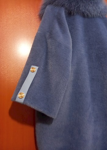 Mavi Kürklü Kısa Kadın Ceket orjina - Görsel 3