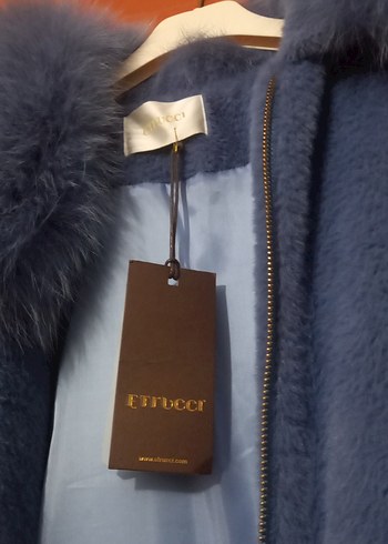 Mavi Kürklü Kısa Kadın Ceket orjina - Görsel 6