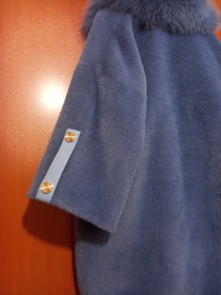 Mavi Kürklü Kısa Kadın Ceket orjina - Görsel 3