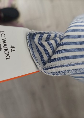 42 Beden Uzun Kollu Çizgili Kadın Elbise