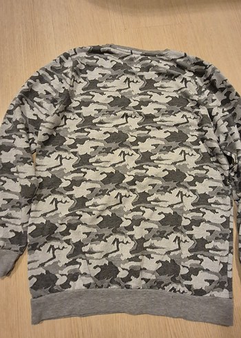 s Beden Gri Kamuflaj Desenli Erkek Sweatshirt