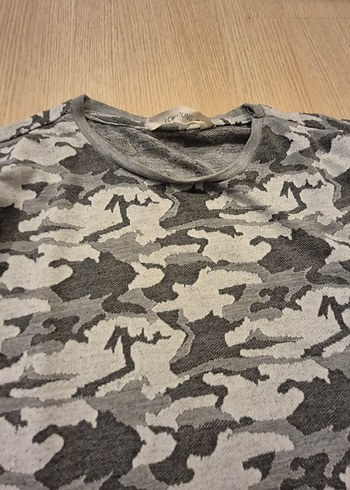 LC Waikiki Gri Kamuflaj Desenli Erkek Sweatshirt