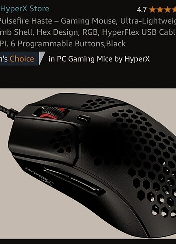 HyperX Pulsefire Haste ? Gaming Mouse, Ultra-Lightweight, 59g, H