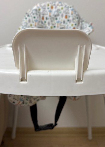 Beyaz Yüksek Sandalye Gri Desenli Minderli - Görsel 3