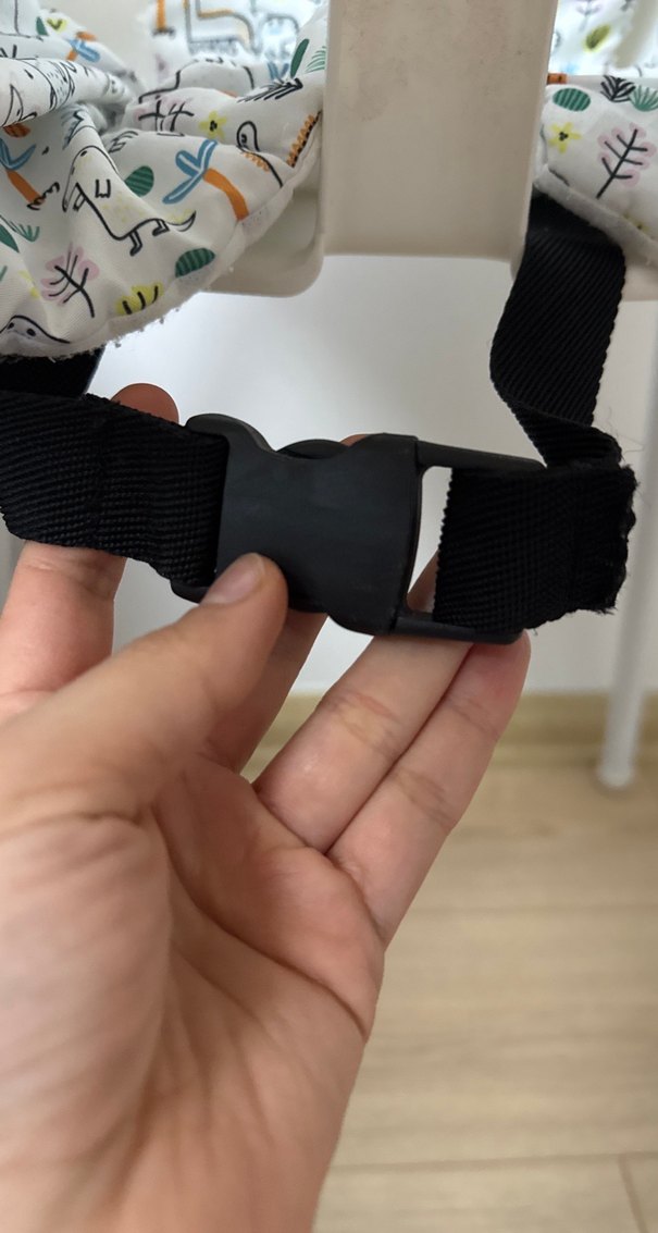 Beyaz Yüksek Sandalye Gri Desenli Minderli - Görsel 2