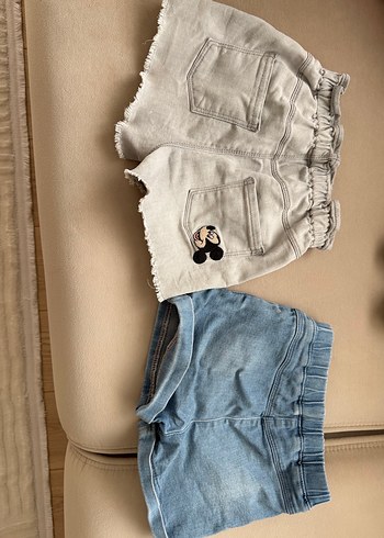Gri Düğmeli Kız Kot Şort - Görsel 2