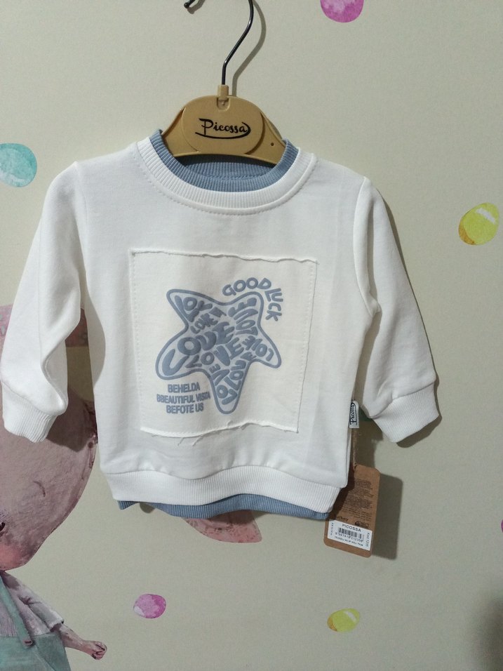 Beyaz Baskılı Erkek Bebek Takımı - Görsel 3