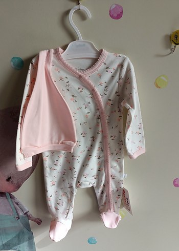 Dantel Detaylı Pembe Baskılı Bebek Tulumu - Görsel 5