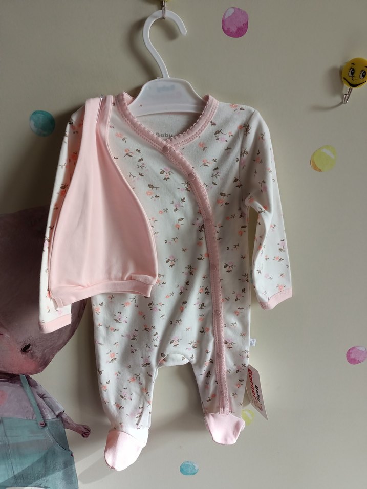 Dantel Detaylı Pembe Baskılı Bebek Tulumu - Görsel 5