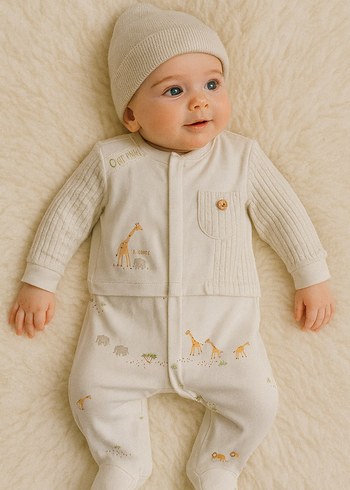 caramell Beyaz Bebek Tulumu
