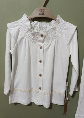 Düğmeli Beyaz Bebek Kız Takımı - Görsel 5