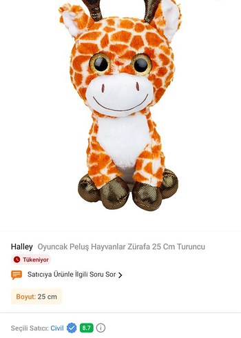 Beden Renkli Zürafa Peluş Oyuncak