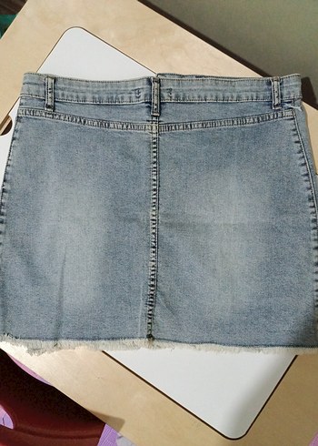 Düğmeli Mavi Denim Mini Etek - Görsel 5