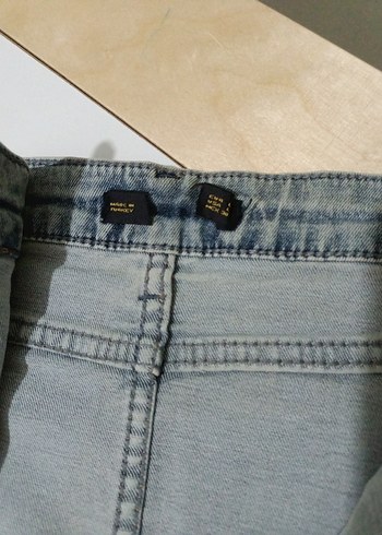 Düğmeli Mavi Denim Mini Etek - Görsel 4