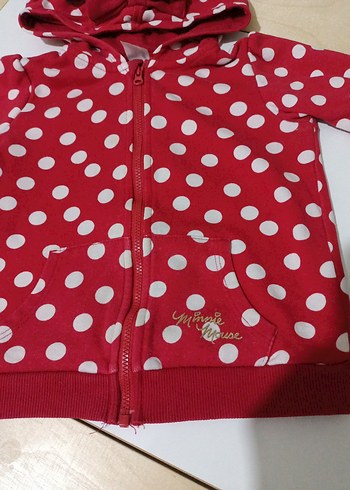 Kız Çocuk Kapüşonlu Kırmızı Puantiyeli Sweatshirt - Görsel 2