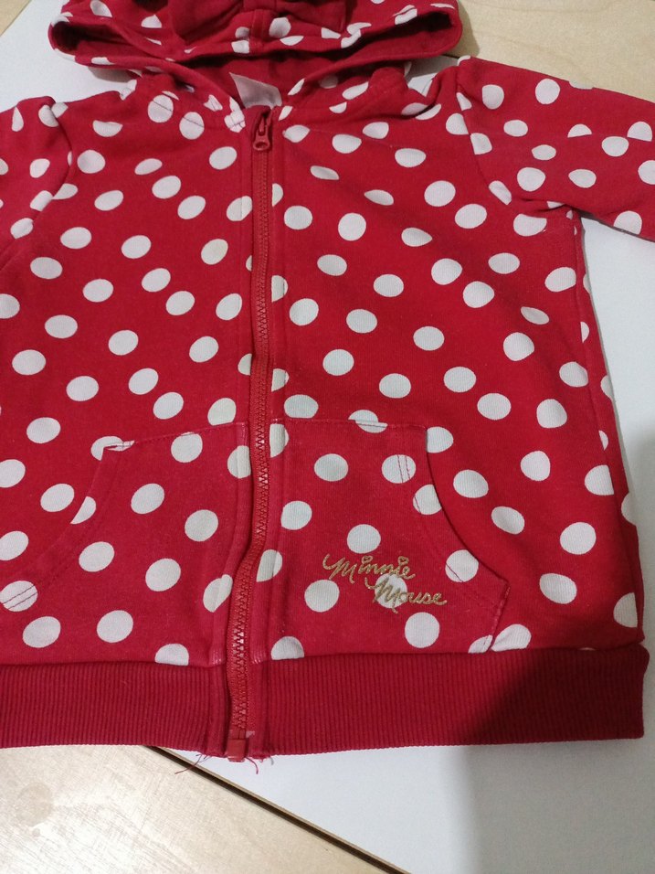 Kız Çocuk Kapüşonlu Kırmızı Puantiyeli Sweatshirt - Görsel 2