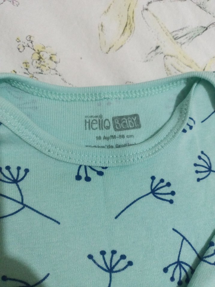 Uzun Kollu Mavi Desenli Bebek Body - Görsel 4