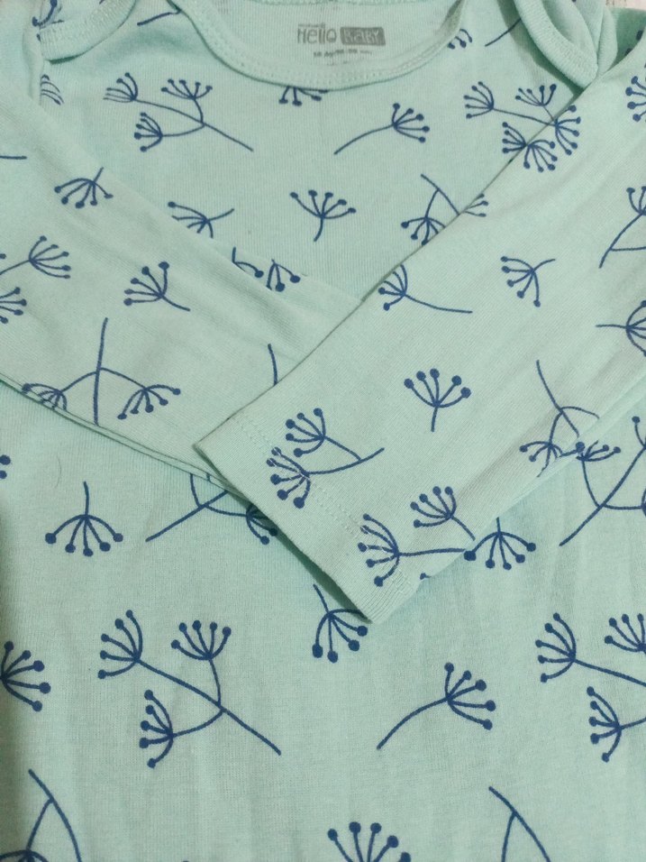 Uzun Kollu Mavi Desenli Bebek Body - Görsel 3