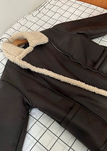 Kahverengi Deri Kadın Ceket - Görsel 3