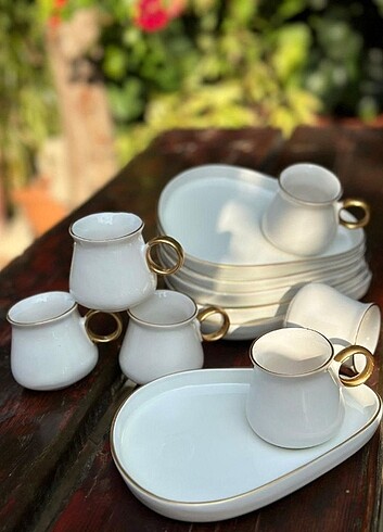  Beden beyaz Renk Damla sunumlu kahve seti full set #fincansunumseti 