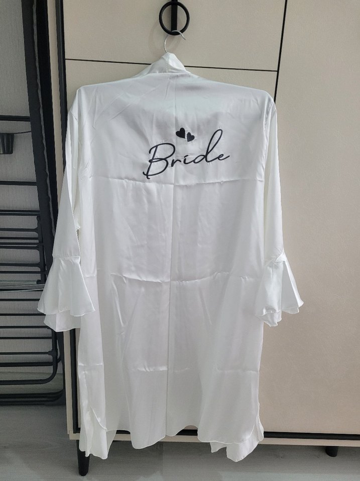 Beyaz Bride Baskılı Kadın sabahlık - Görsel 2