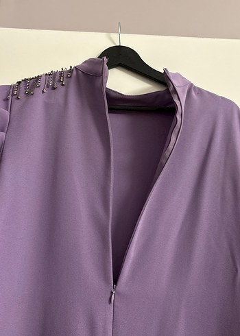 Uzun Kollu Mor Salaş Elbise - Görsel 3