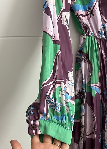 Uzun Etekli Bohem V Yaka Elbise - Görsel 3