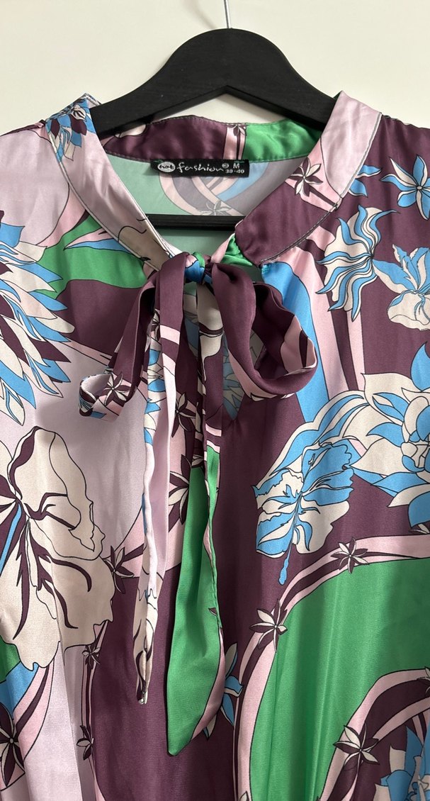 Uzun Etekli Bohem V Yaka Elbise - Görsel 2