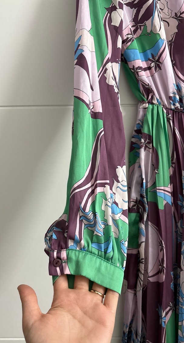 Uzun Etekli Bohem V Yaka Elbise - Görsel 3