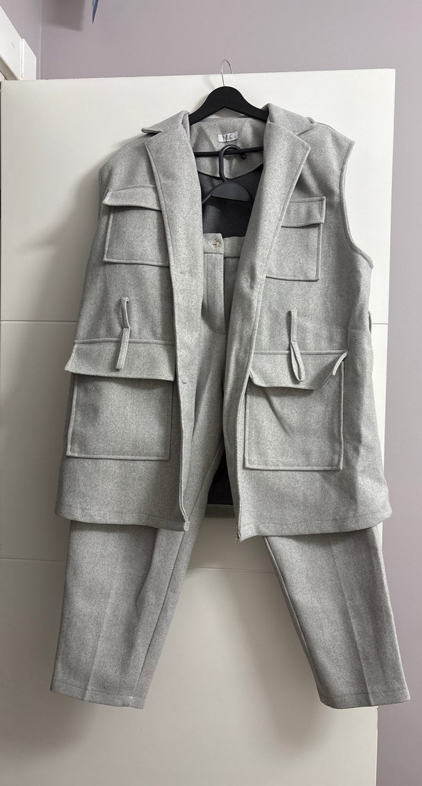 Gri Kemerli Midi Kadın Takım Elbise - Görsel 2