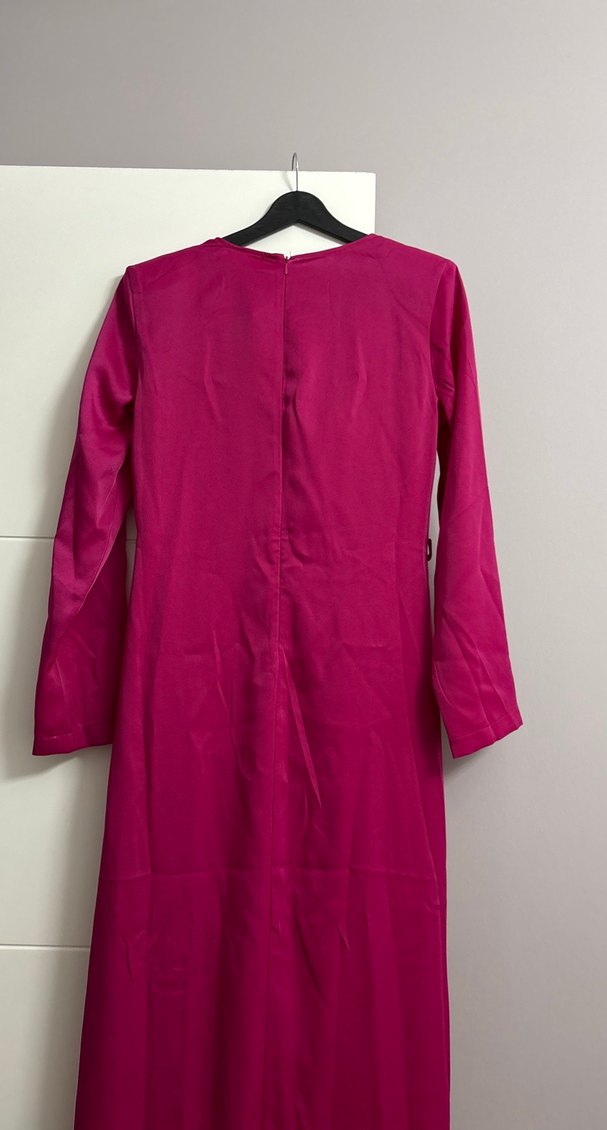 Pembe Uzun Kollu Salaş Kadın Elbise - Görsel 5