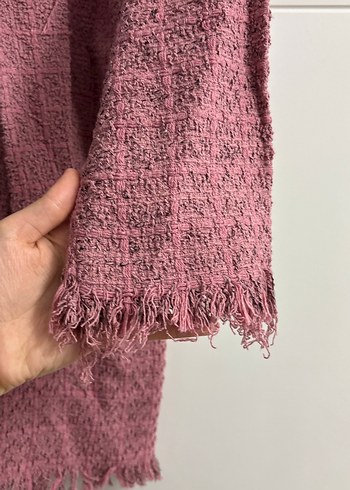 Bordo Uzun Keten Kadın ceket - Görsel 2