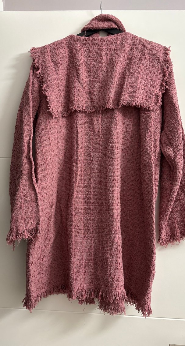 Bordo Uzun Keten Kadın ceket - Görsel 4