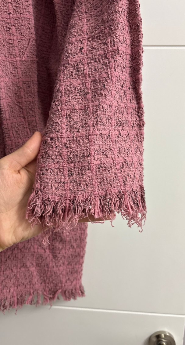 Bordo Uzun Keten Kadın ceket - Görsel 2