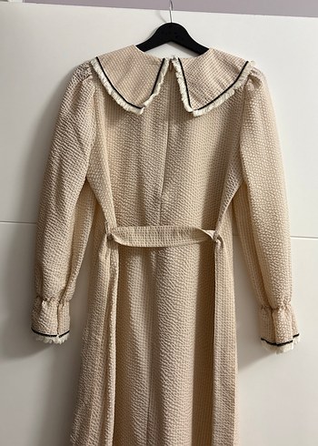 Bej Kadın Uzun Kollu Pilili Elbise - Görsel 4