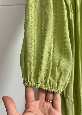 Yeşil Bohem Uzun Keten Elbise - Görsel 3