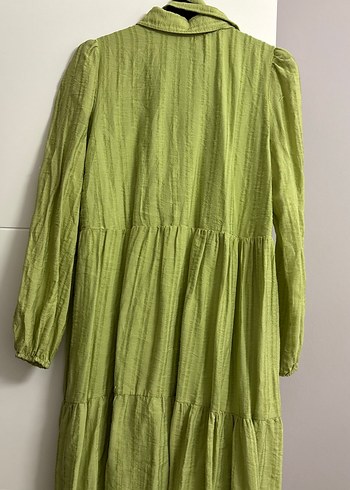 Yeşil Bohem Uzun Keten Elbise - Görsel 6