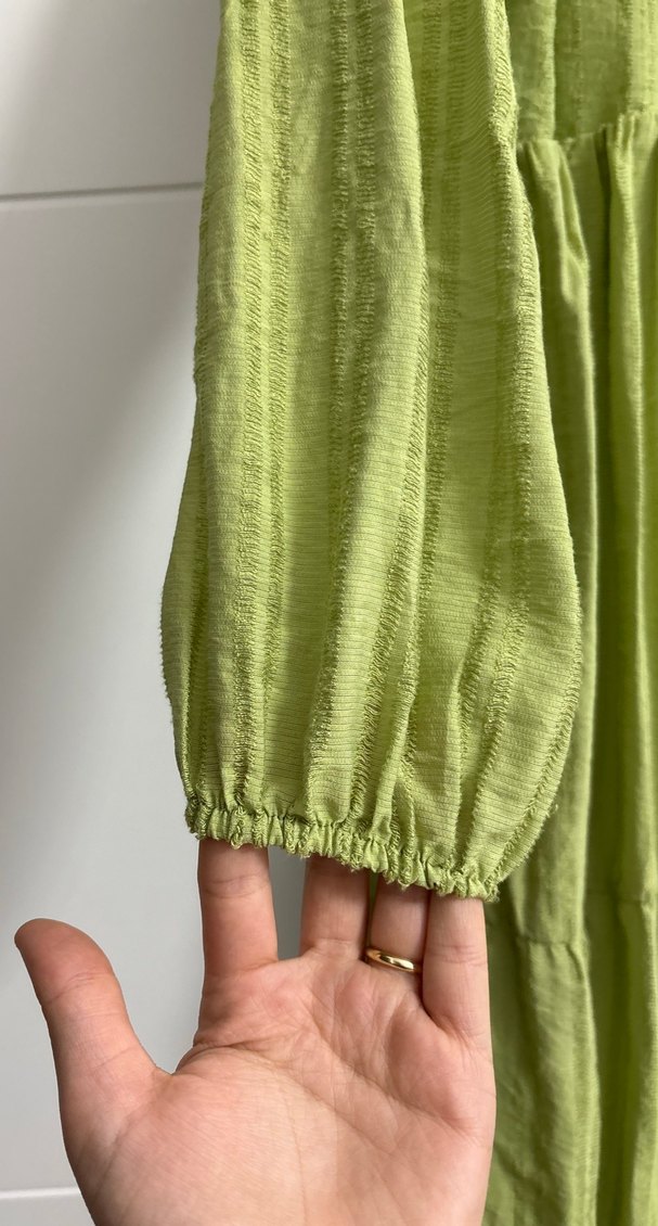 Yeşil Bohem Uzun Keten Elbise - Görsel 3