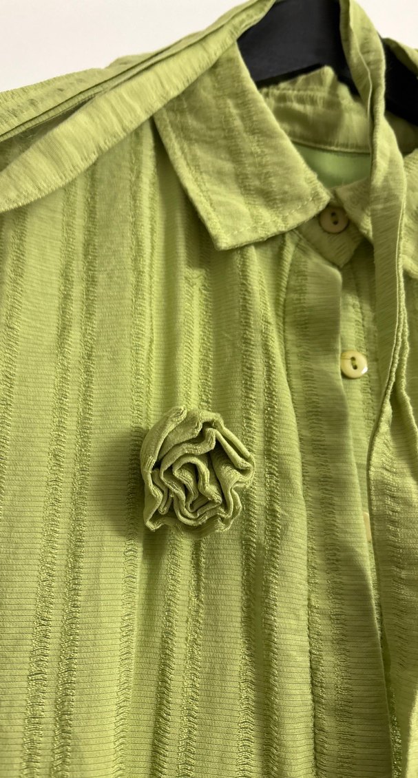 Yeşil Bohem Uzun Keten Elbise - Görsel 4