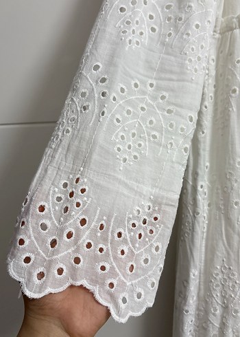 Dantel İşlemeli Beyaz Bohem Uzun Elbise - Görsel 2