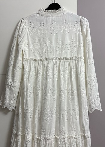 Dantel İşlemeli Beyaz Bohem Uzun Elbise - Görsel 5