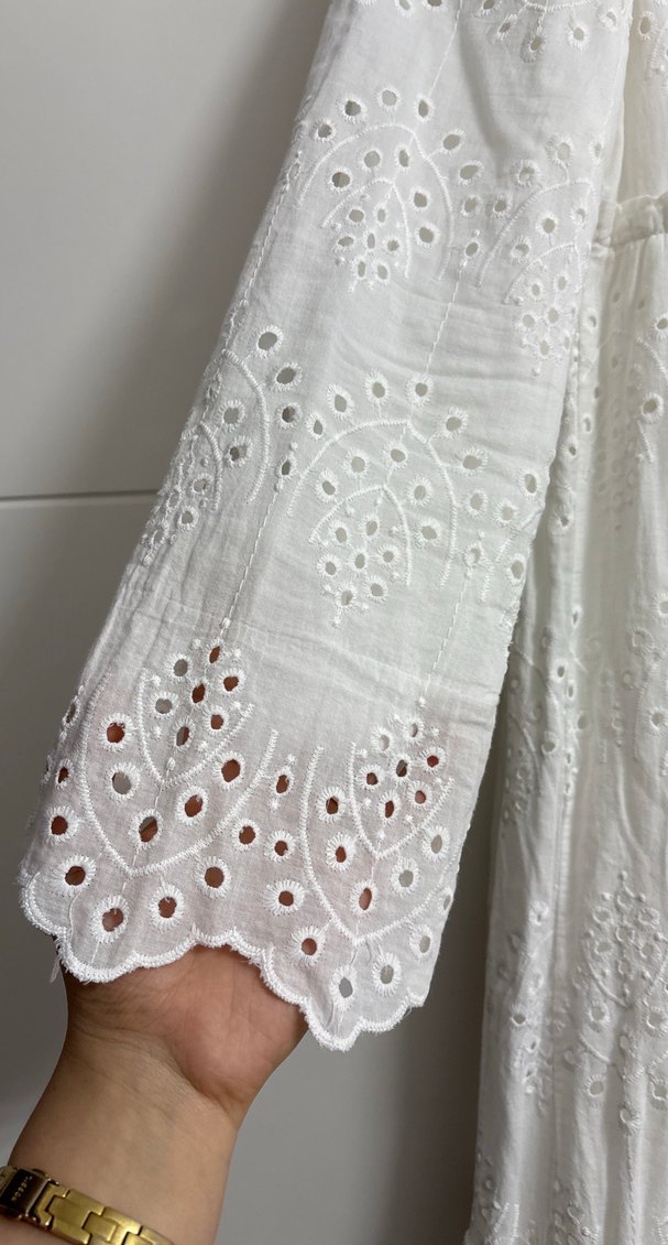 Dantel İşlemeli Beyaz Bohem Uzun Elbise - Görsel 2