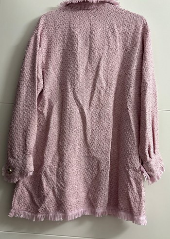 Pembe Düğmeli Kadın Keten Gömlek - Görsel 4