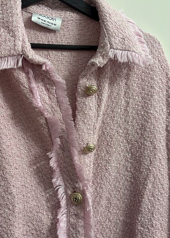 Pembe Düğmeli Kadın Keten Gömlek - Görsel 5