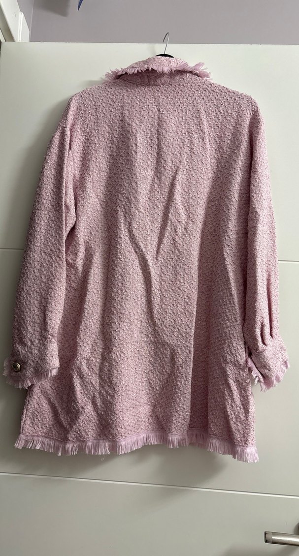 Pembe Düğmeli Kadın Keten Gömlek - Görsel 4