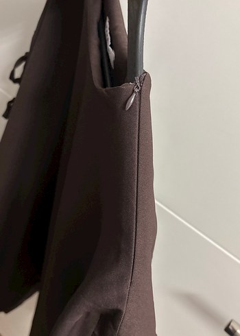 Kahverengi Uzun Kollu Fırfırlı Kadın Tunik - Görsel 4