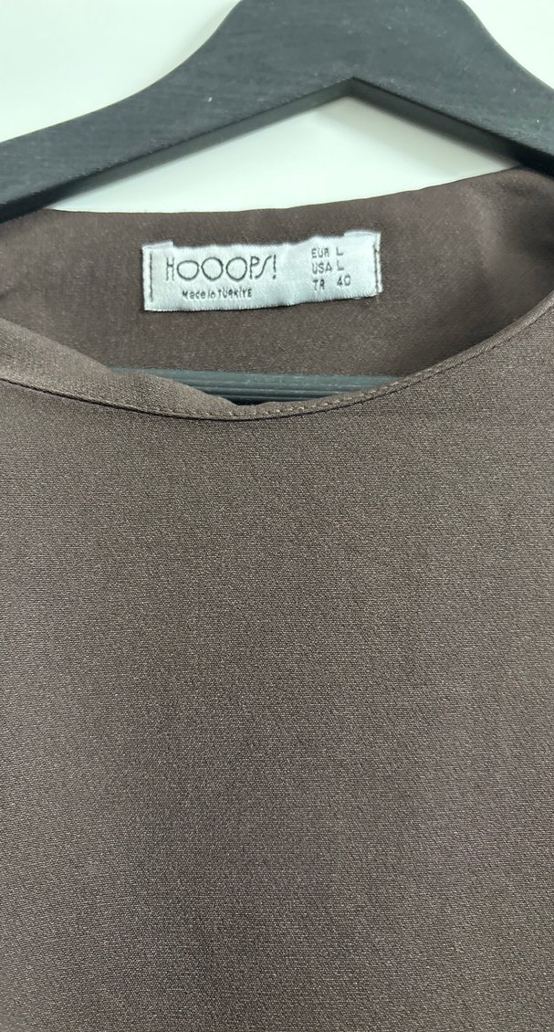 Kahverengi Uzun Kollu Fırfırlı Kadın Tunik - Görsel 3